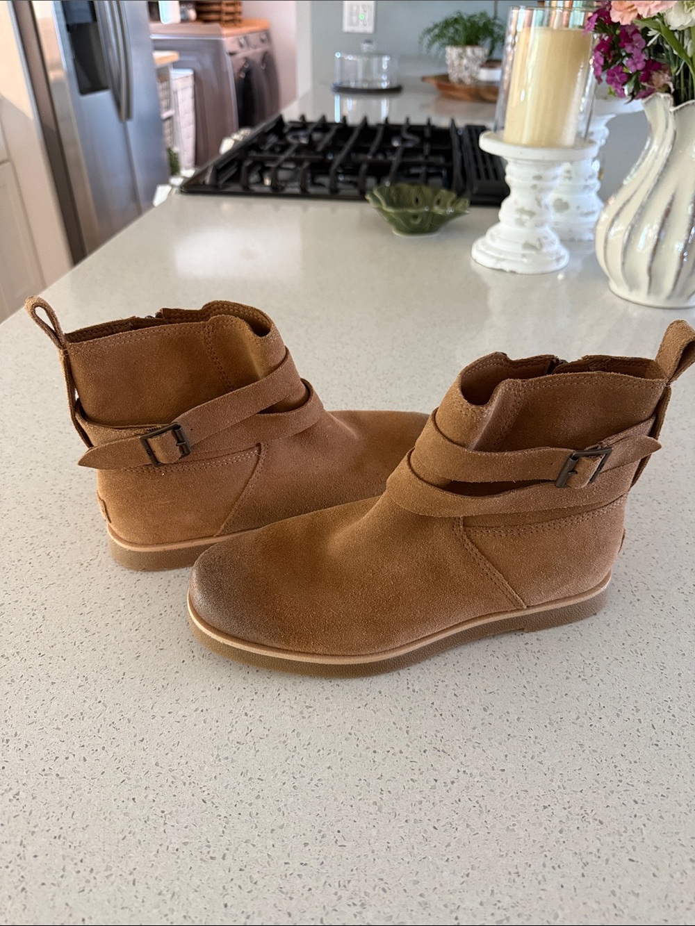 UGG Tan Suede Buckle Back Ankle Boot - Picture 2 of 3